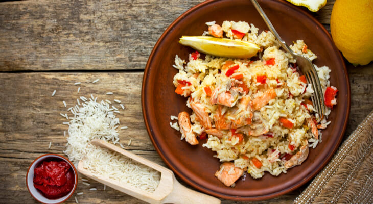 סלמון ואורז בסמטי