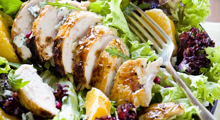 סלט עוף וכרוב בויניגרט חרדל תפוז