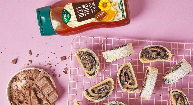 עוגיות מגולגלות על בסיס שמן זית במילוי שוקולד ודבש