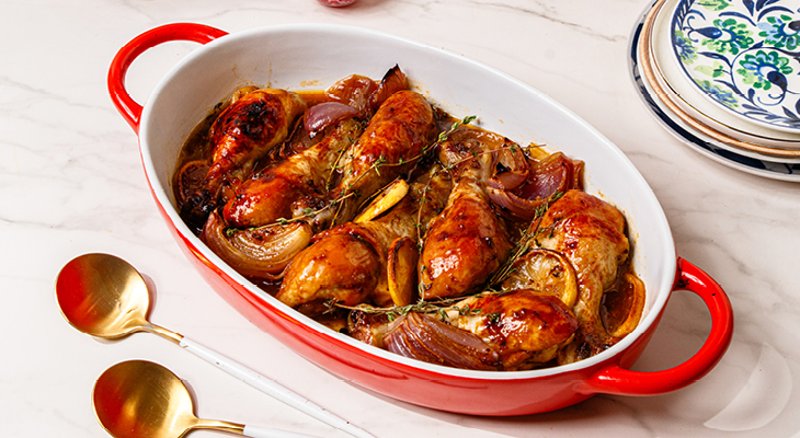 שוקי עוף בתנור עם דבש, לימון ואורגנו